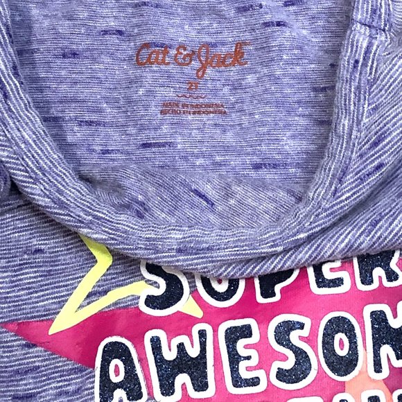 Cat & Jack Girl Shirt Long Sleeve Purple "Super Awesome Friend" Sz 2T - Picture 4 of 7